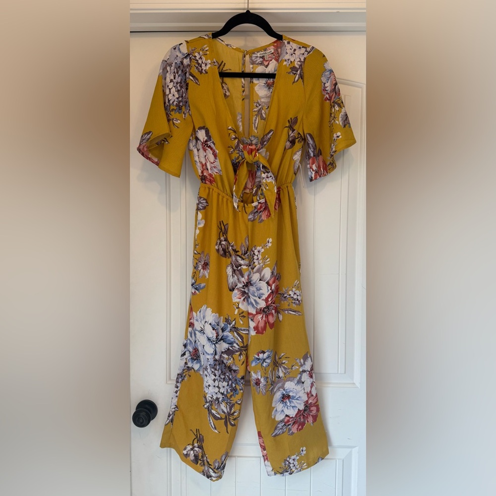 Charlotte Russe Mustard Floral Jumpsuit